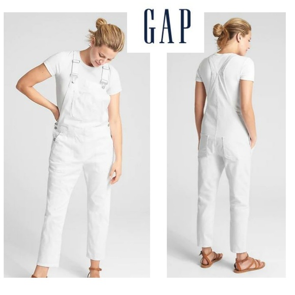 white carpenter overalls